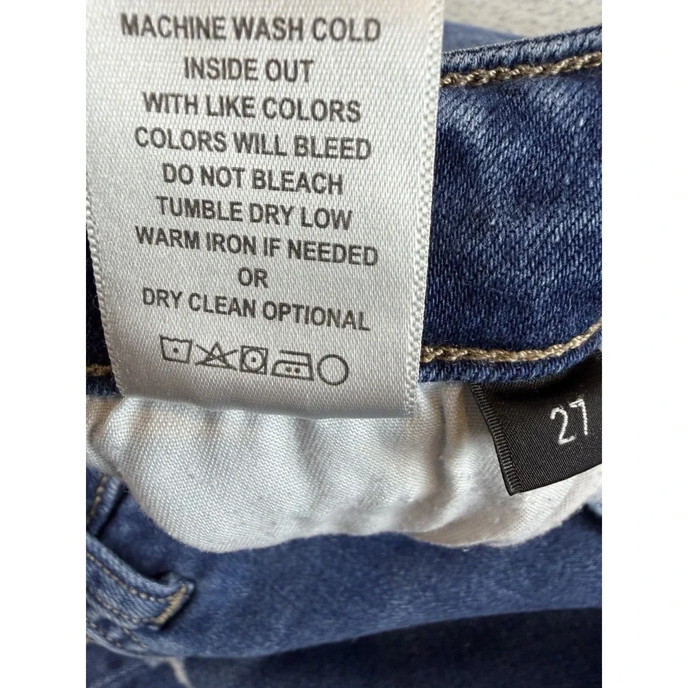 Flying‎ Monkey Jeans Womens 27 Blue Straight Leg Raw Hem Stretch Distressed